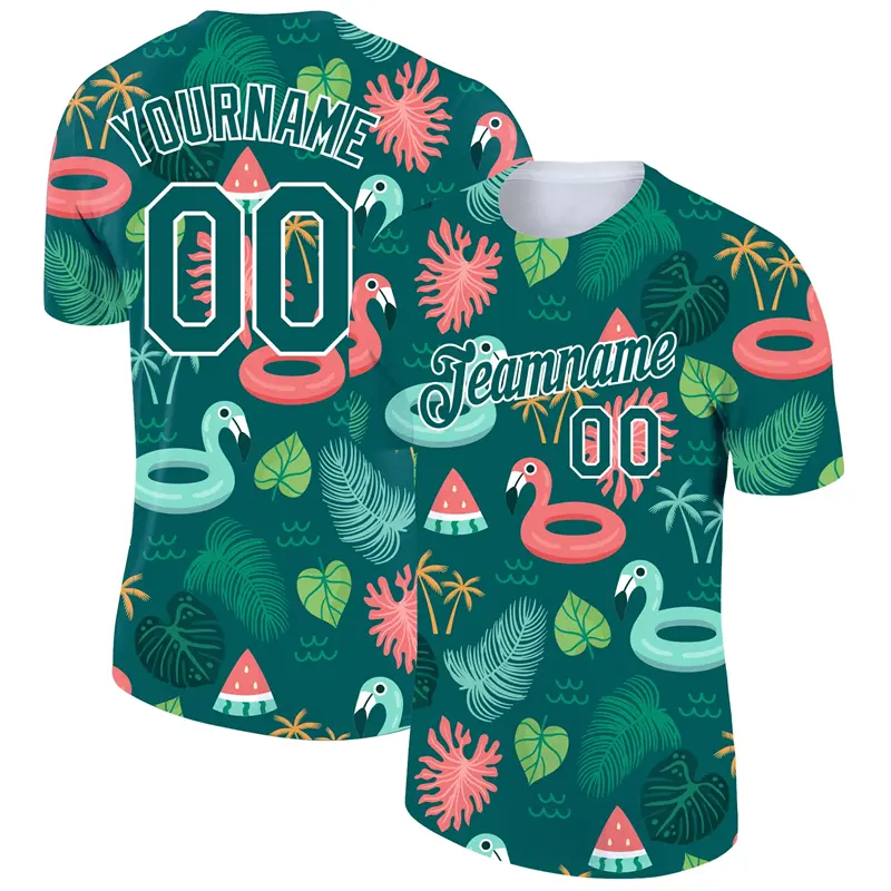 Flamingo Graphic 3D Print Customized Name Jersey Men's T-shirt Quickly Dry Short Sleeve Gym Sport Fitness Hawaiian Style Tees