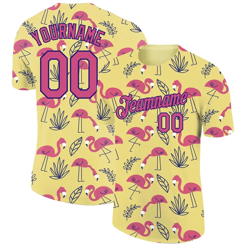 Flamingo Graphic 3D Print Customized Name Jersey Men's T-shirt Quickly Dry Short Sleeve Gym Sport Fitness Hawaiian Style Tees