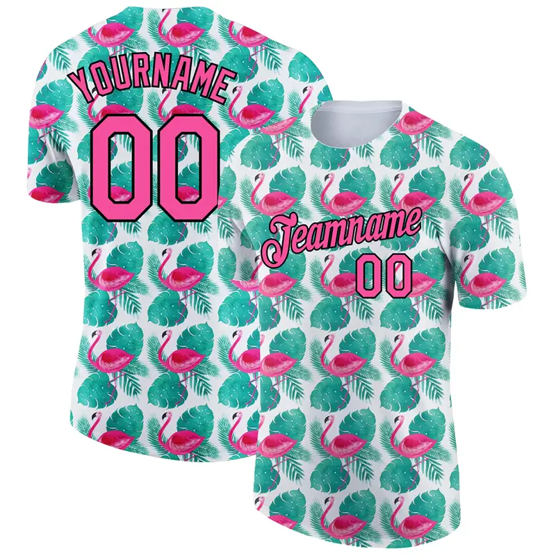 Flamingo Graphic 3D Print Customized Name Jersey Men's T-shirt Quickly Dry Short Sleeve Gym Sport Fitness Hawaiian Style Tees