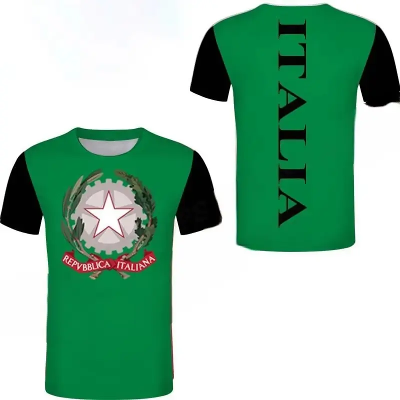 Italian Flag Print Football T-shirt Men 2025 Classic Fashion Style Round Neck Short Sleeve T Shirts Soccer Sports Breathable Tee