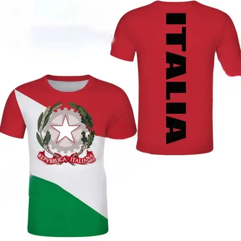 Italian Flag Print Football T-shirt Men 2025 Classic Fashion Style Round Neck Short Sleeve T Shirts Soccer Sports Breathable Tee
