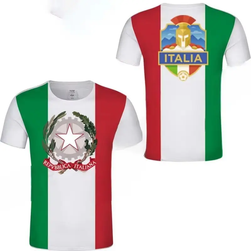 Italian Flag Print Football T-shirt Men 2025 Classic Fashion Style Round Neck Short Sleeve T Shirts Soccer Sports Breathable Tee