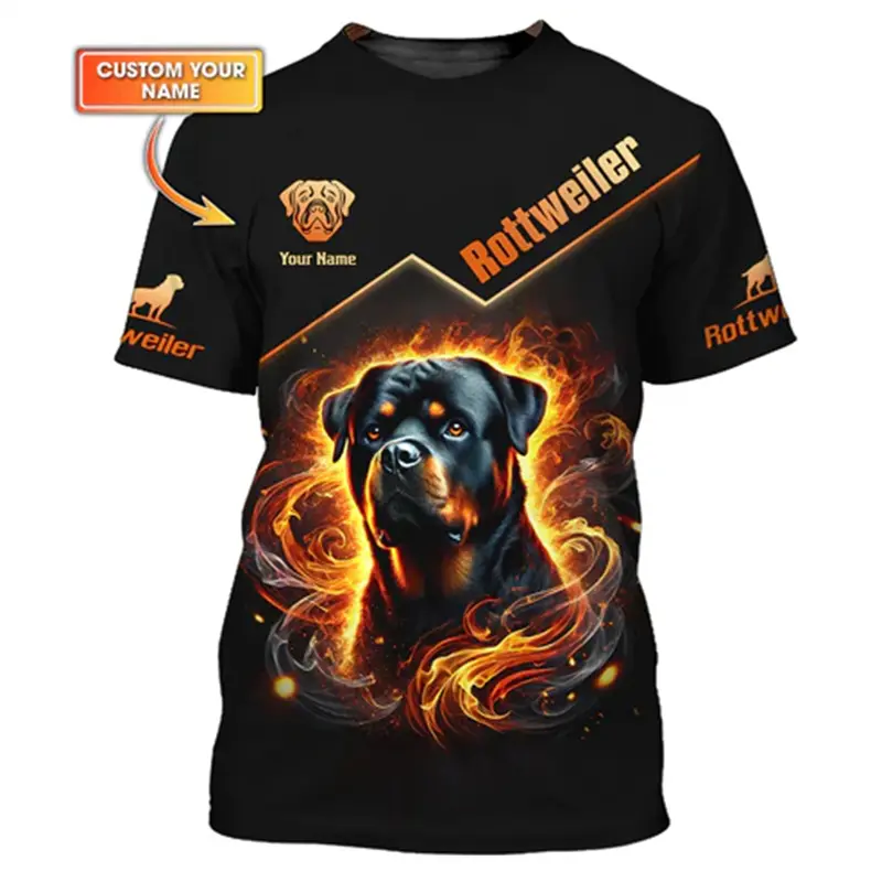 Pet Lover Rottweiler Tshirt Unisex Outdoor Sport Short Sleeve Tee Shirts Cool Pattern Design Custom Name Personality Fashion Top