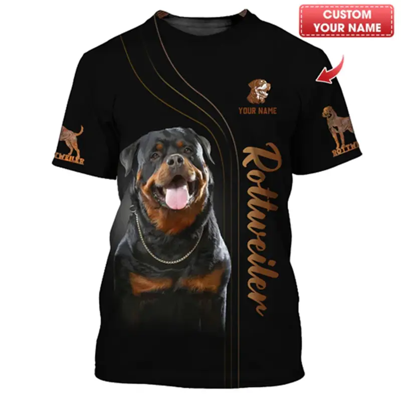 Pet Lover Rottweiler Tshirt Unisex Outdoor Sport Short Sleeve Tee Shirts Cool Pattern Design Custom Name Personality Fashion Top