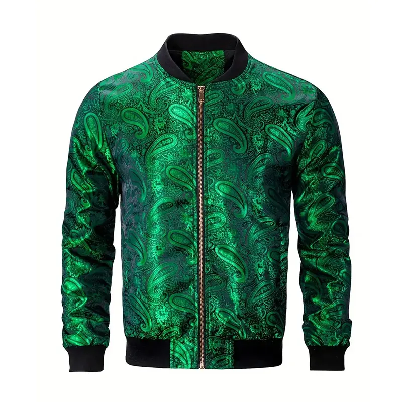Gold Paisley Jacket Men's Clothing 3D Printed Colorful Long Sleeve Zipper Jackets Luxury Graphic Street Trend Autumn Bomber Coat