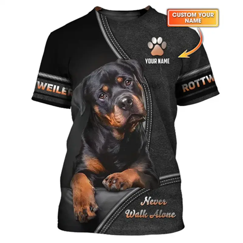 Pet Lover Rottweiler Tshirt Unisex Outdoor Sport Short Sleeve Tee Shirts Cool Pattern Design Custom Name Personality Fashion Top