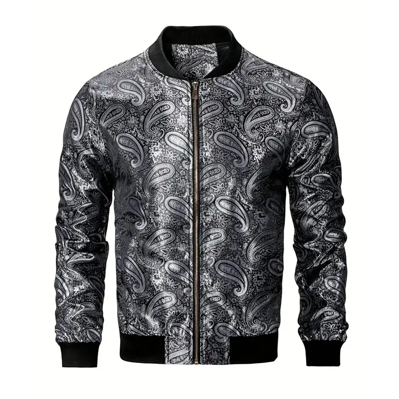 Gold Paisley Jacket Men's Clothing 3D Printed Colorful Long Sleeve Zipper Jackets Luxury Graphic Street Trend Autumn Bomber Coat