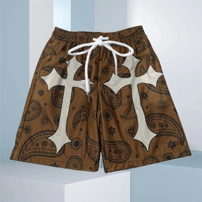 Paisley and Cross Print Novel Men Beach Shorts Street Daily Casual Loose Breathable Vacation Board Short 2025 Fashion Y2k Short