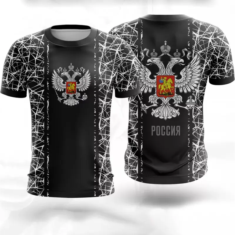 Russian Coat Of Arms T-shirt For Men's Clothes Camouflage Outdoor Sport Wear T Shirts Pride Short Sleeve Tee Top Summer 2025