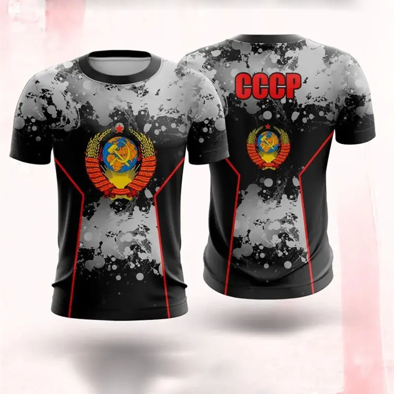 Russian Coat Of Arms T-shirt For Men's Clothes Camouflage Outdoor Sport Wear T Shirts Pride Short Sleeve Tee Top Summer 2025