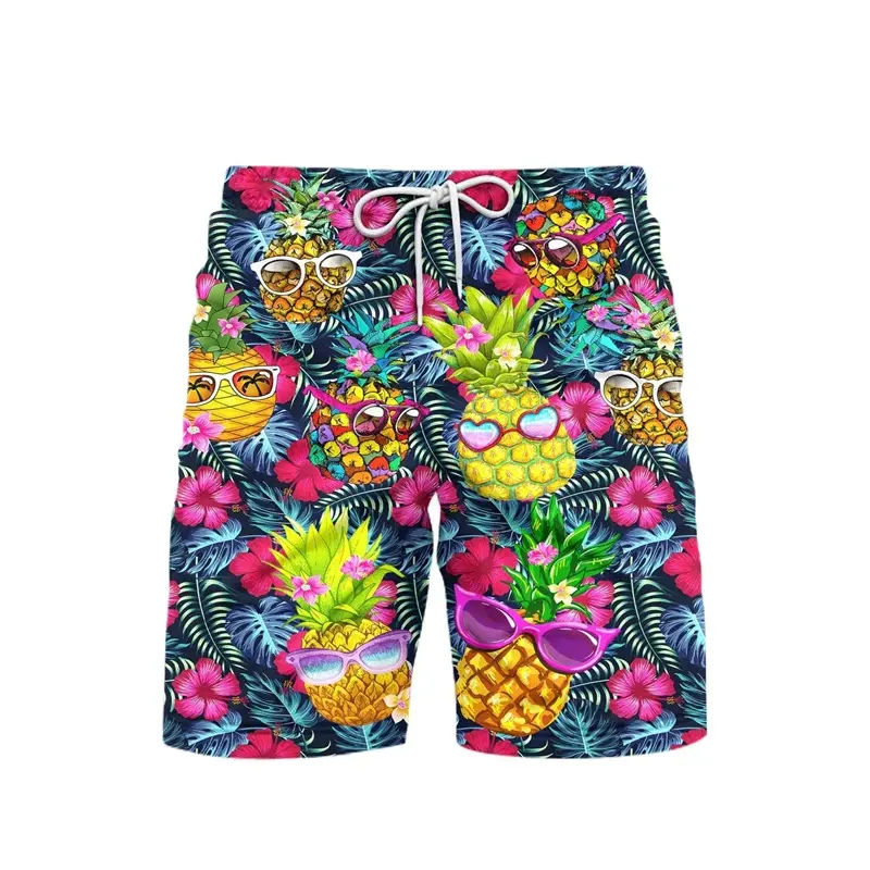 Cartoon Cute Pineapple 3d Printed Shorts For Men Fruit Watermelon Casual Beach Shorts Quick Dry Fashion Streetwear Short Pants