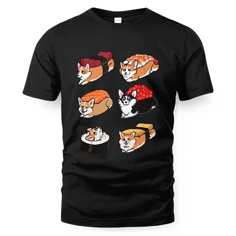 2025 Fashion Summer Corgi T-shirt For Men Humour Funny Print Graphic Crewneck T Shirts Outdoor Sports Streetwear Women Tee Top