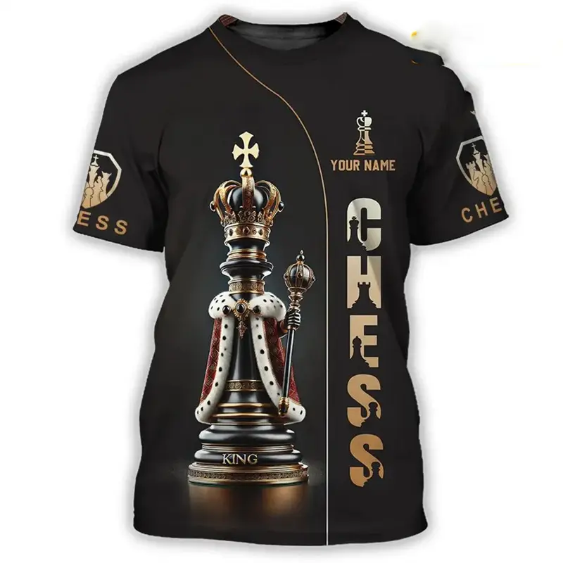 Chess King Funny T-shirt For Men Knight Chess Piece Fashion Print Round Neck T Shirts Summer Casual Game Children Loose Tee Top