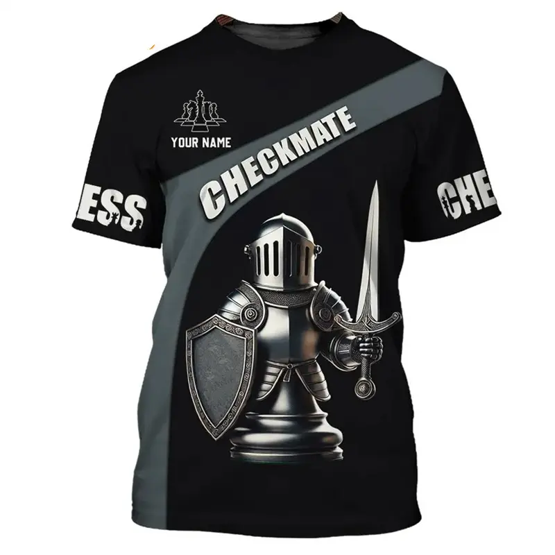 Chess King Funny T-shirt For Men Knight Chess Piece Fashion Print Round Neck T Shirts Summer Casual Game Children Loose Tee Top