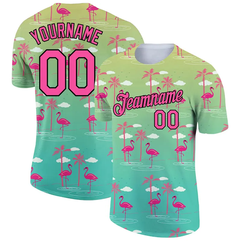Hawaiian Style Palm Trees Print Custom Name Men's T-shirt Summer Street Cool Trend Quickly Dry Sport Short Sleeve Basketball Top