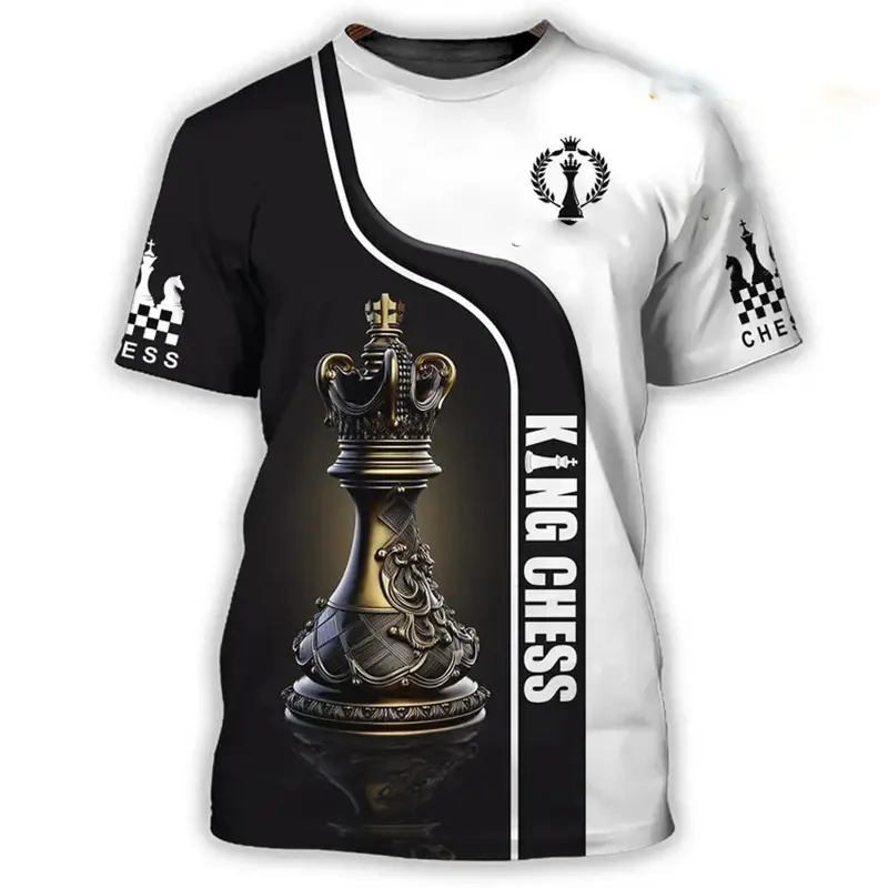 Chess King Funny T-shirt For Men Knight Chess Piece Fashion Print Round Neck T Shirts Summer Casual Game Children Loose Tee Top