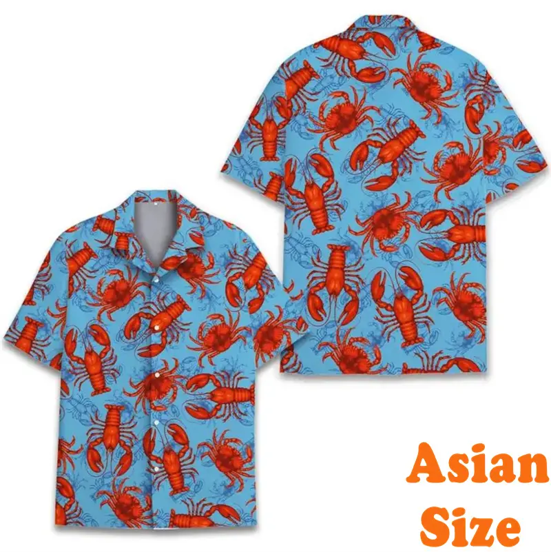 Beer Lobster Carnival Party Funny Shirt For Men Women Short Sleeve 3D Print Cartoon Hawaiian Shirts Summer Street Hip Hop Top