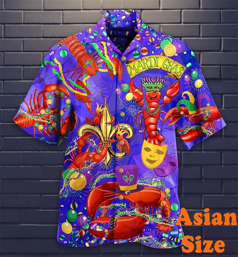 Beer Lobster Carnival Party Funny Shirt For Men Women Short Sleeve 3D Print Cartoon Hawaiian Shirts Summer Street Hip Hop Top