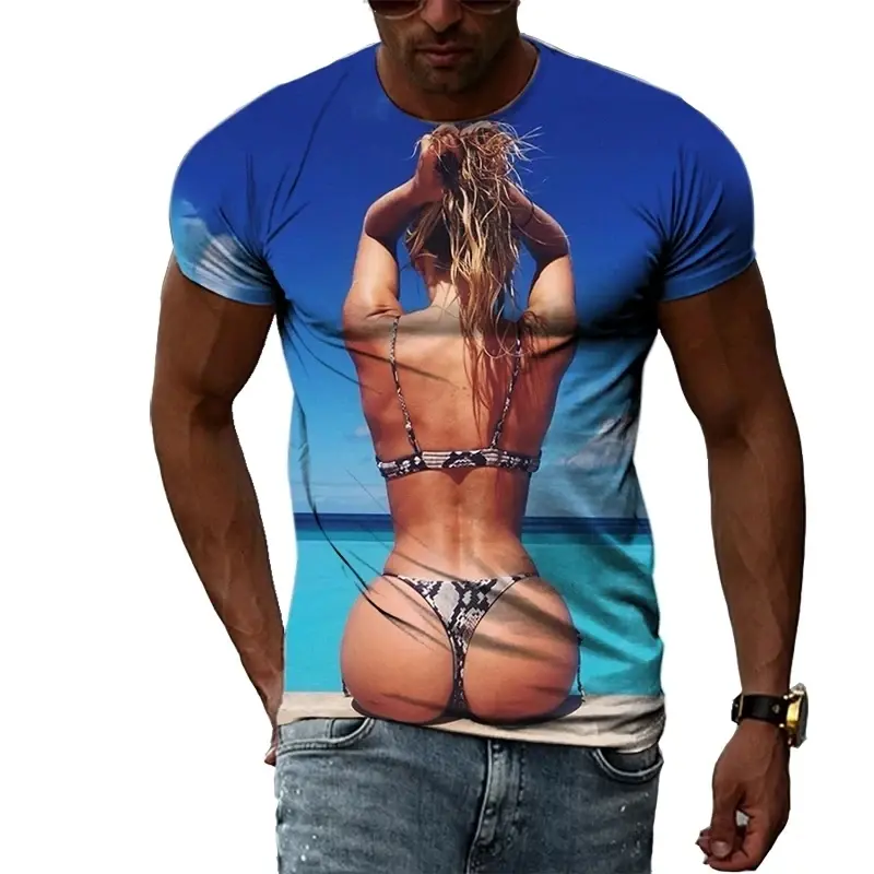 Hot Sexy Girls 3d Printed Funny T-shirt Outdoor Leisure Vacation Tee Shirts Street Harajuku Fashion Loose Personality Tees Top