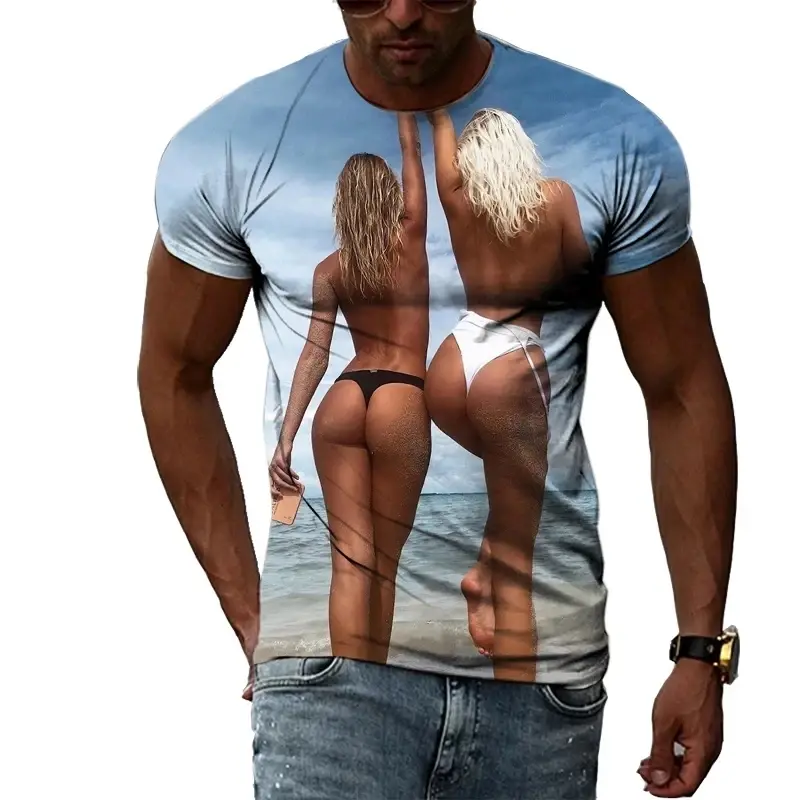 Hot Sexy Girls 3d Printed Funny T-shirt Outdoor Leisure Vacation Tee Shirts Street Harajuku Fashion Loose Personality Tees Top