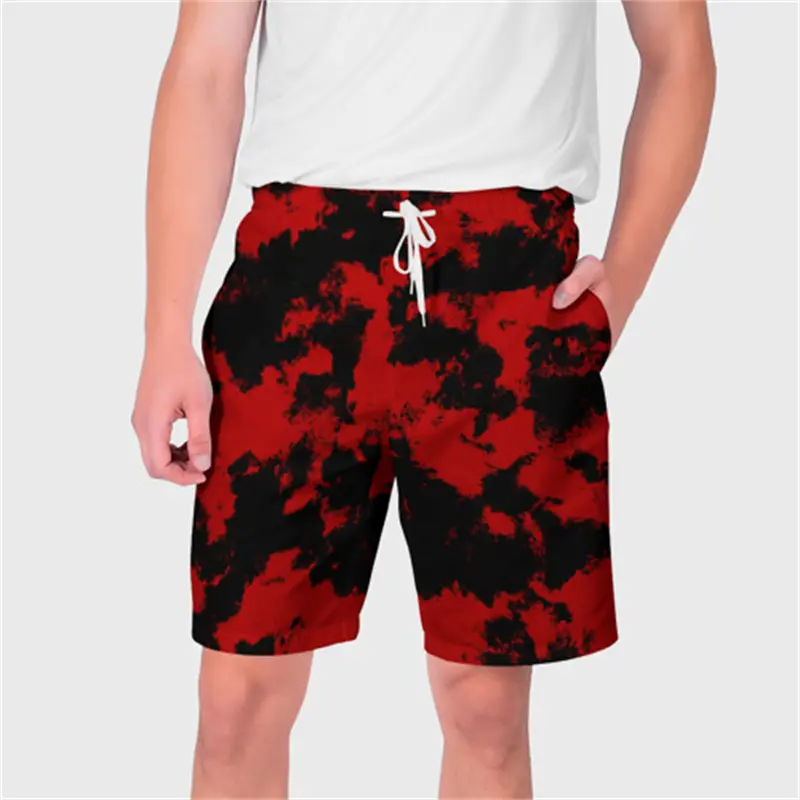 Summer Breathable Men's Beach Short Simple Casual 3D Print Graphic Drawstring Loose Board Shorts Fashion Street Trend Swim Trunk