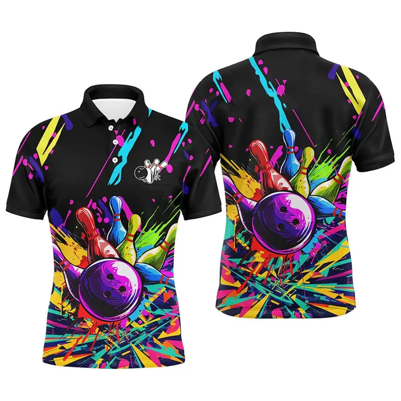 Bowling Game Jersey New Design Men Women Lapel Short Sleeve Polo Shirt Cool Graffiti Graphic Funny Personality Custom Top 2025