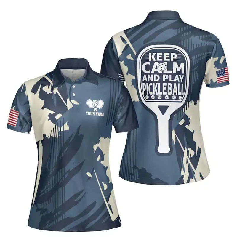 Pickleball Sport Add Your Name Polo Shirts Unisex Short Sleeve Lapel Button Shirt Outdoor Breathable 3D Print Custom T-shirt