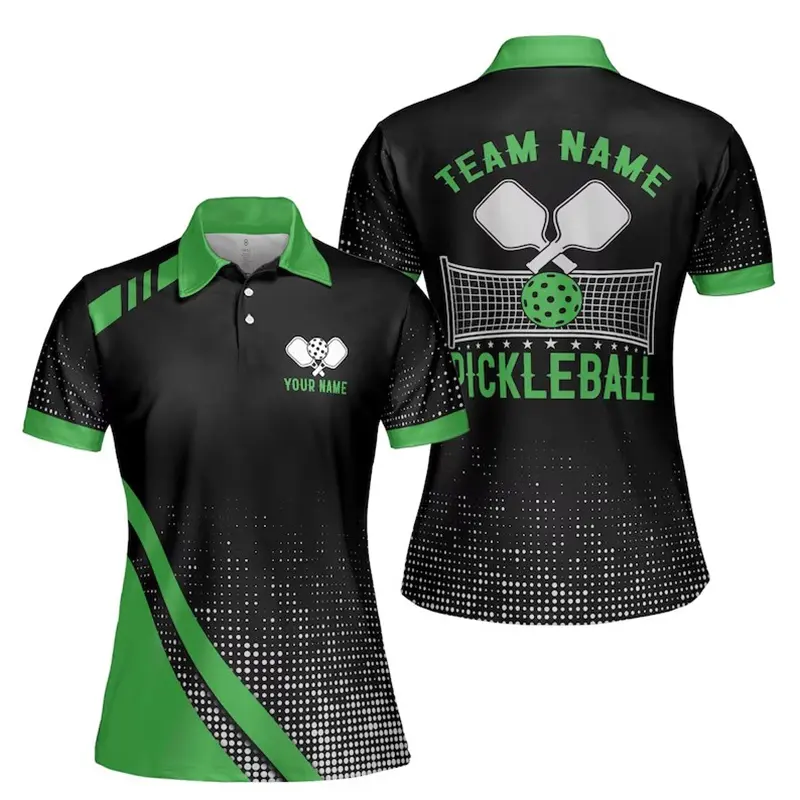 Pickleball Sport Add Your Name Polo Shirts Unisex Short Sleeve Lapel Button Shirt Outdoor Breathable 3D Print Custom T-shirt