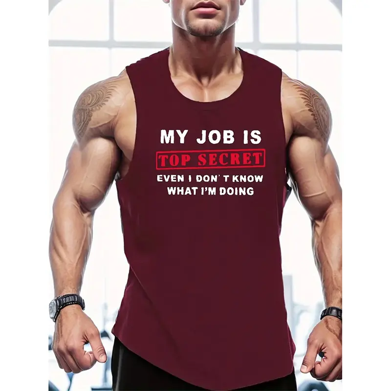 Gym Funny Text Humour Tank Top For Men Hip Hop Personality Quick Dry Sleeveless Shirts Summer Train Loose Trend New Sport Vest