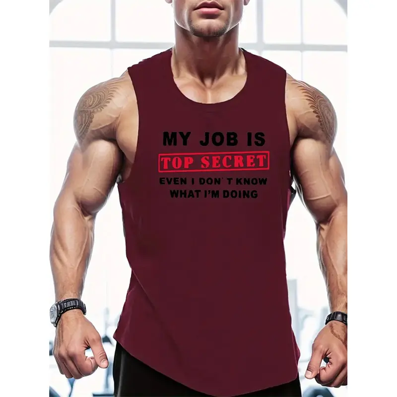 Gym Funny Text Humour Tank Top For Men Hip Hop Personality Quick Dry Sleeveless Shirts Summer Train Loose Trend New Sport Vest
