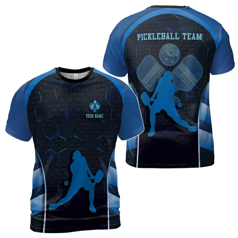Fashion Pickleball Men's T-shirt Personality DIY Print Your Name Team Name 3D Graffiti Design Sport Breathable Short Sleeve Top