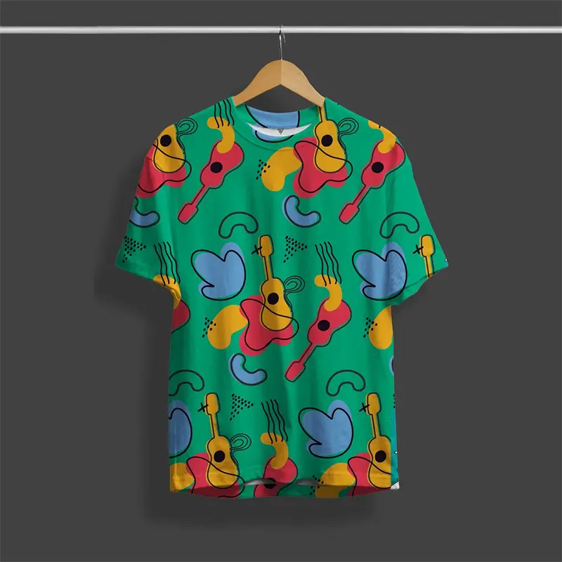 Hawaii Vacation Tiki T-shirt Graffiti Street Harajuku Crewneck T Shirts Men Women 3D Printed Colorful Leaf Surfing Sport Tee Top