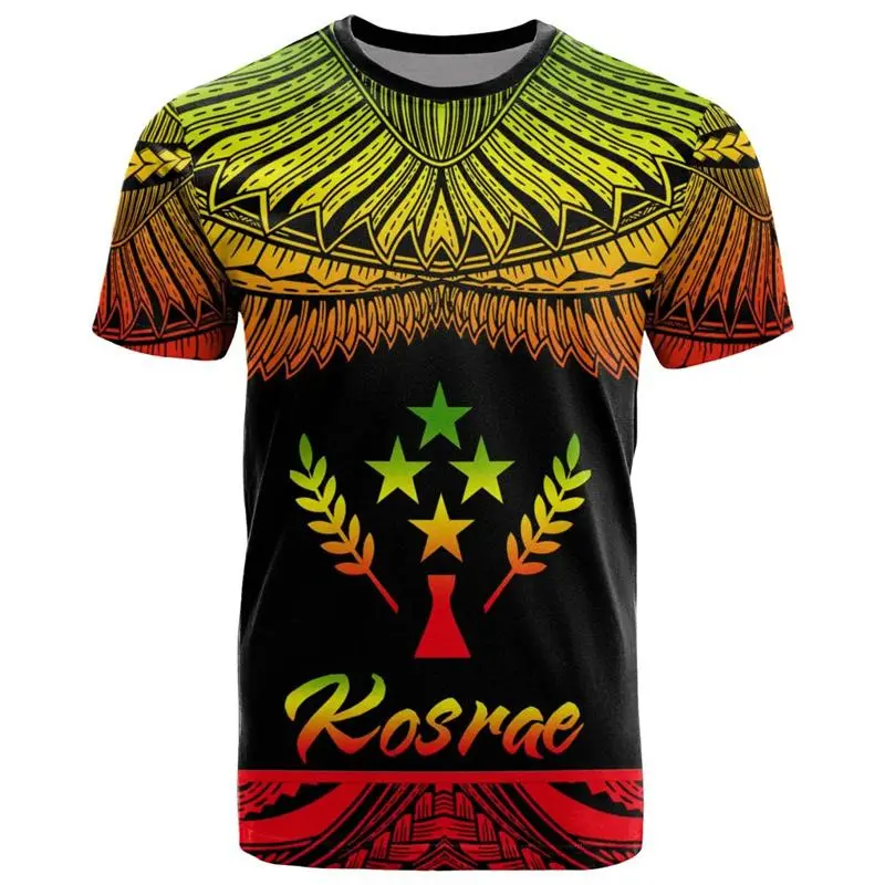 Hawaii Kosrae 3D Printed T Shirt Men's Clothing Round Neck Short Sleeves Casual Tees Tops Vacation Oversized Streetwear T-shirt