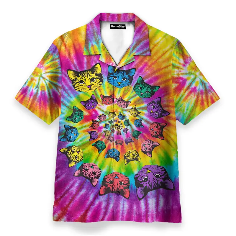 Colorful 3D Print Hippie Style Men Shirts Personality Psychedelic Mushroom Graphic Short Sleeve Blouse Summer Breathable Trend