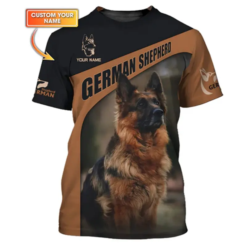 German Shepherd Print T-shirt For Men's Custom Name O-neck Short Sleeve Pullover Top 3D Print Sport Daily Fashion Trend Tee 2025