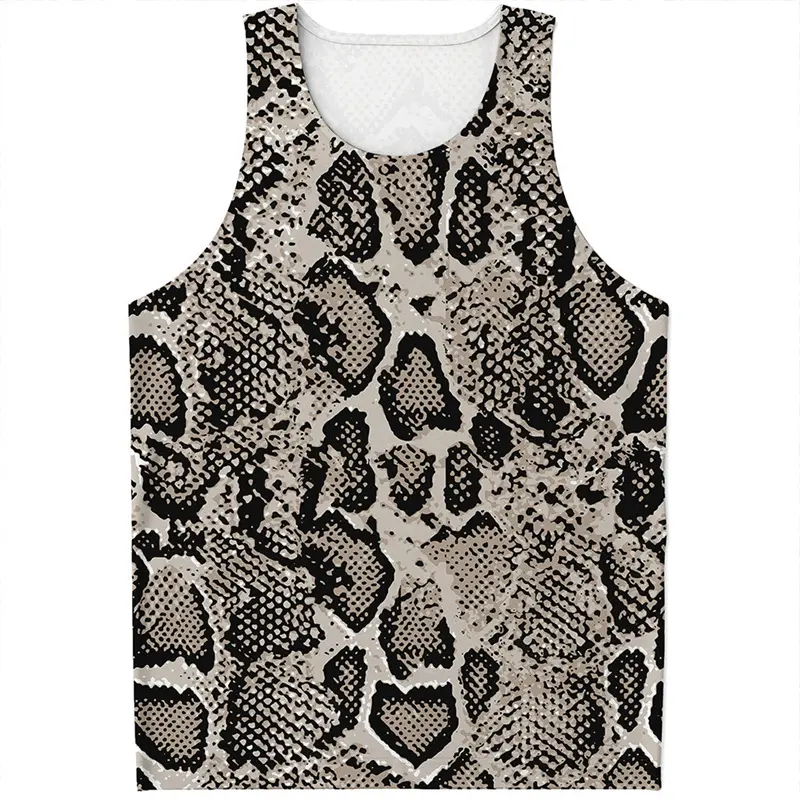 Summer Funny Leopard Tank Top For Men Casual Daily Street Breathable Basketball Top Hip Hop Y2k 2025 Summer New Stripe Spot Top