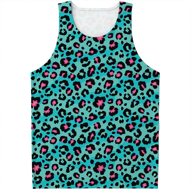 Summer Funny Leopard Tank Top For Men Casual Daily Street Breathable Basketball Top Hip Hop Y2k 2025 Summer New Stripe Spot Top