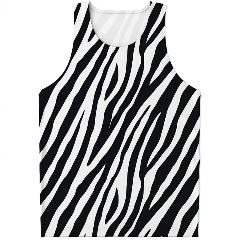 Summer Funny Leopard Tank Top For Men Casual Daily Street Breathable Basketball Top Hip Hop Y2k 2025 Summer New Stripe Spot Top
