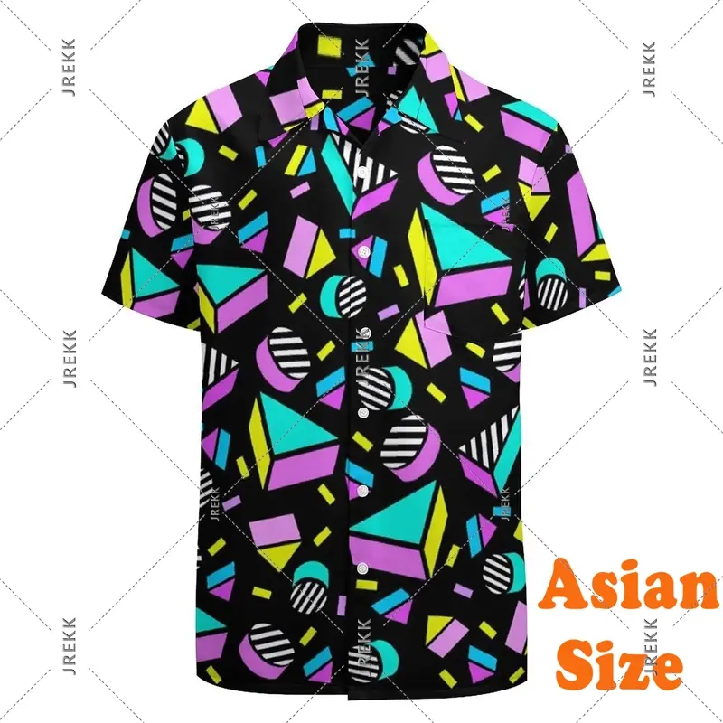 Vintage 80s Masquerade Shirt Men's Clothes Carnival Costume Party Evening Short Sleeve Shirts Pride Parade Pride Month Shirt