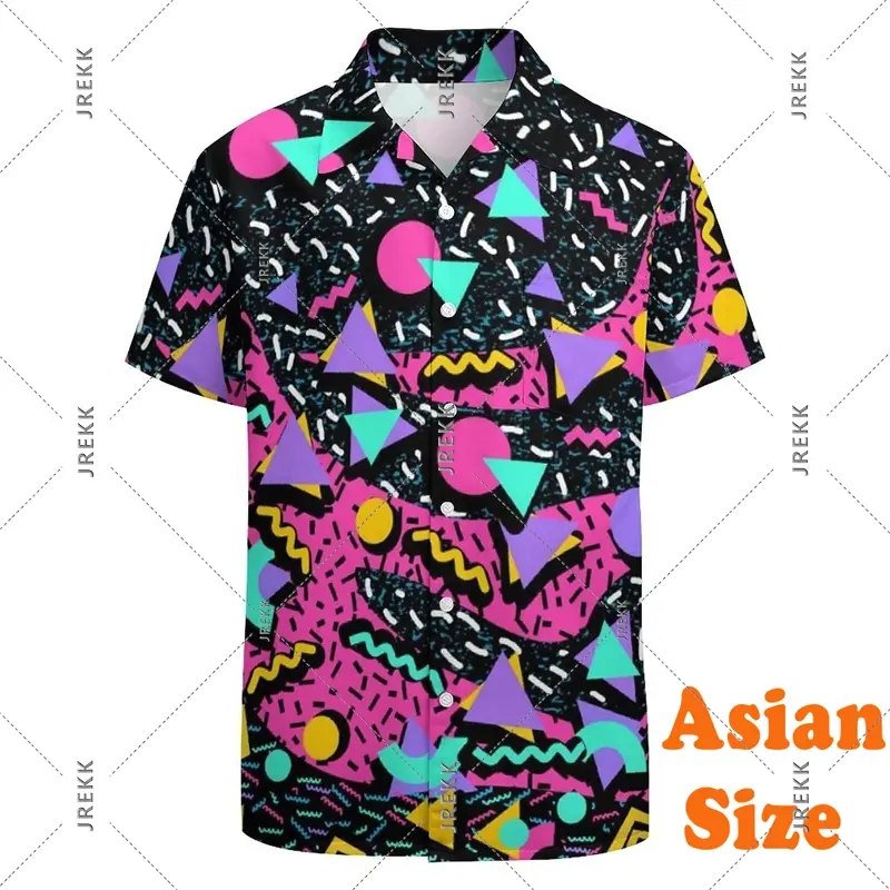 Vintage 80s Masquerade Shirt Men's Clothes Carnival Costume Party Evening Short Sleeve Shirts Pride Parade Pride Month Shirt