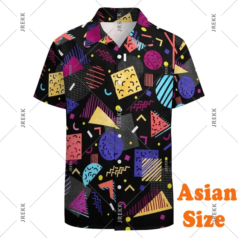 Vintage 80s Masquerade Shirt Men's Clothes Carnival Costume Party Evening Short Sleeve Shirts Pride Parade Pride Month Shirt