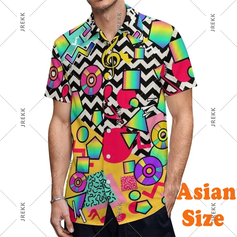 Vintage 80s Masquerade Shirt Men's Clothes Carnival Costume Party Evening Short Sleeve Shirts Pride Parade Pride Month Shirt