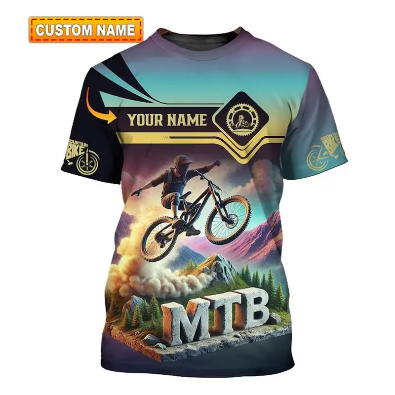 MTB Custom Name T-shirt Men Women DIY Personality Design Short Sleeve T Shirts Mountain Bike Hobby Cool Pattern 3D Print Tee
