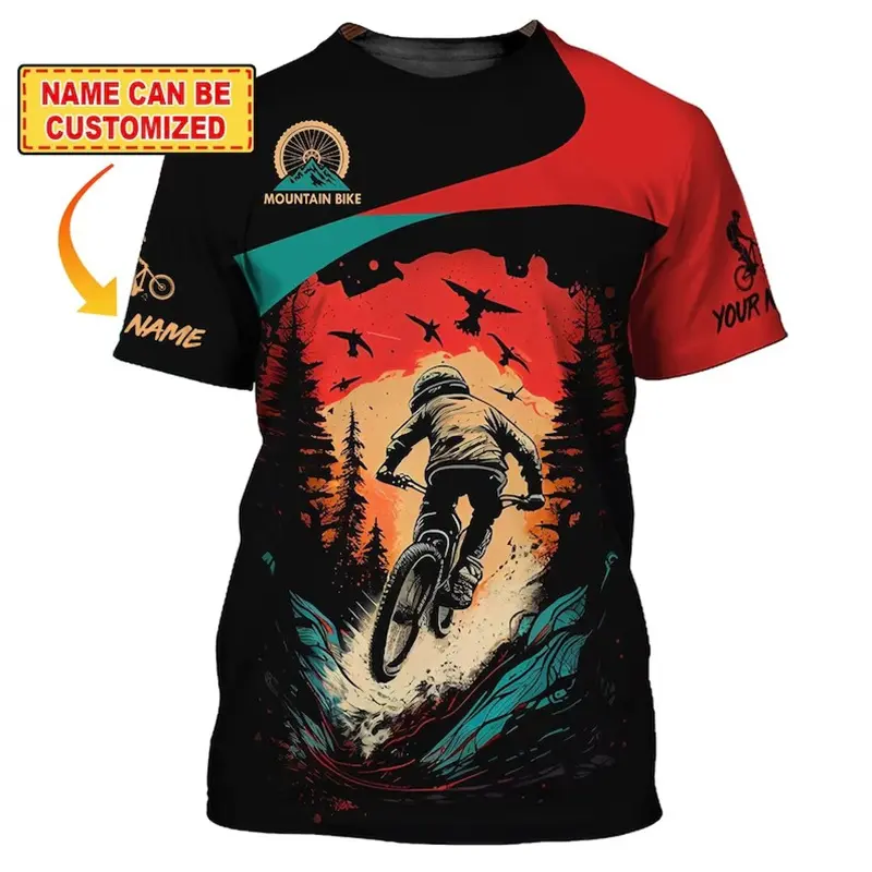 MTB Custom Name T-shirt Men Women DIY Personality Design Short Sleeve T Shirts Mountain Bike Hobby Cool Pattern 3D Print Tee