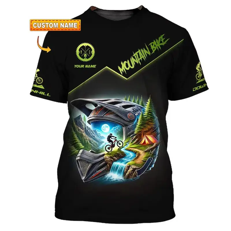 MTB Custom Name T-shirt Men Women DIY Personality Design Short Sleeve T Shirts Mountain Bike Hobby Cool Pattern 3D Print Tee