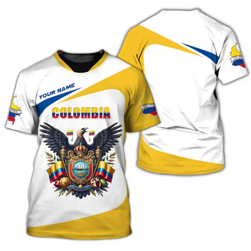 Columbia Custom Name 3D Print T-shirt For Men Colombia Flag Pattern Short Sleeve T Shirts Summer Personality Loose Customed Tee