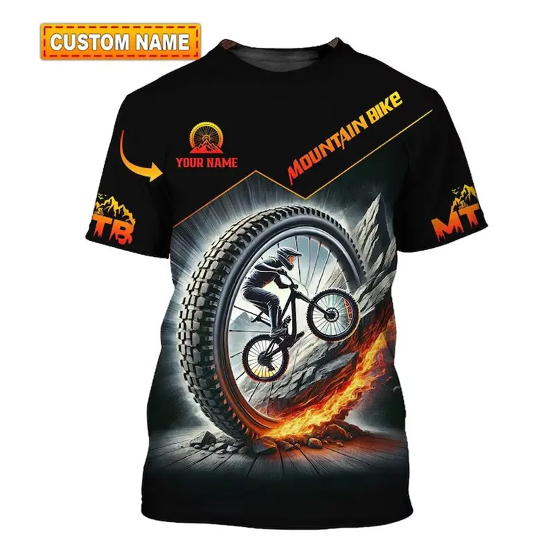 MTB Custom Name T-shirt Men Women DIY Personality Design Short Sleeve T Shirts Mountain Bike Hobby Cool Pattern 3D Print Tee