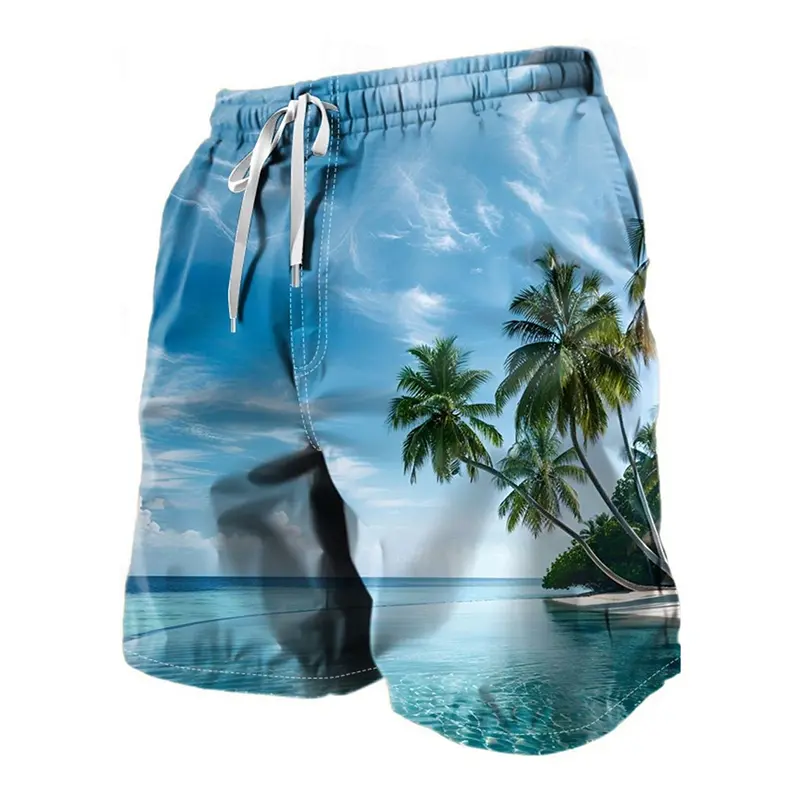 Beach With Waves Leisure 3D Print Beach Shorts For Men Street Casual Daily Funny Board Short Summer 2025 New Breathable Loose