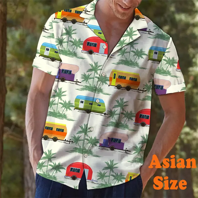 Summer Novelty Hawaiian Shirts For Men 3D Print Bike Pattern Casual Short Sleeve Shirts Daily Trend Cycling Hobby Funny Blouse