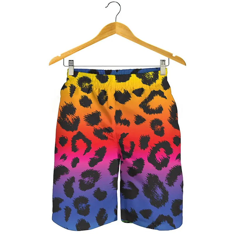Streetwear Hip Hop Style Shorts For Men 3D Printing Unique Leopard Short Pants Animal Skin Pattern Summer Harajuku Board Shorts